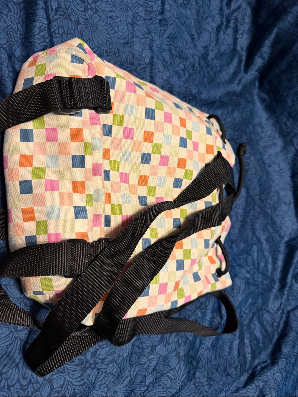 Multicolor Checkered Drawstring Backpack - Women - Picture 3 of 3